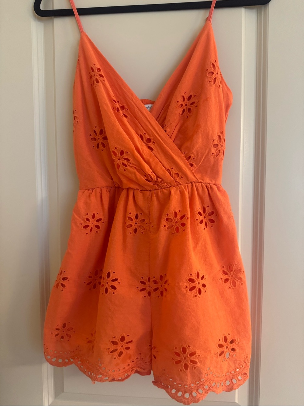 Blue Rain Orange Eyelet Wrap Sundress